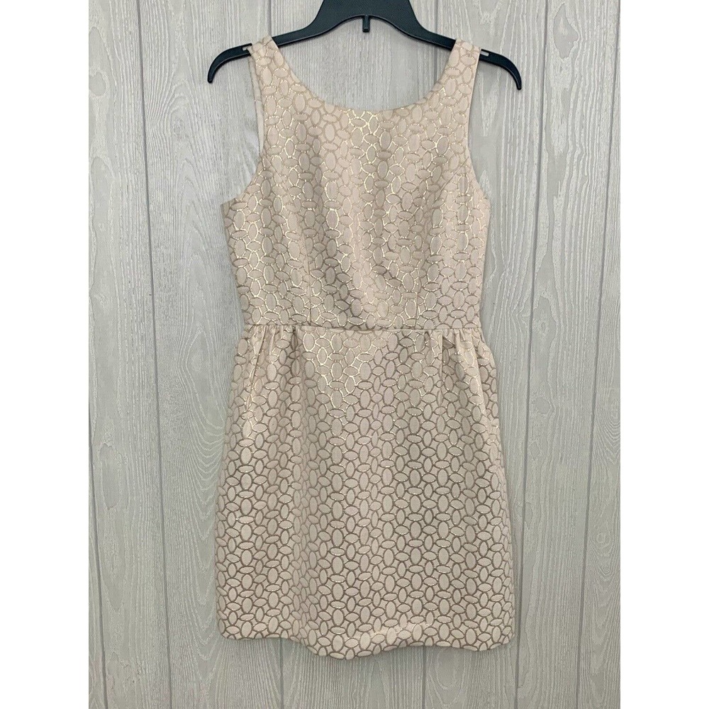 Erin Fetherston Gold Cream Jacquard Winnie Cocktail Dress Women's 8